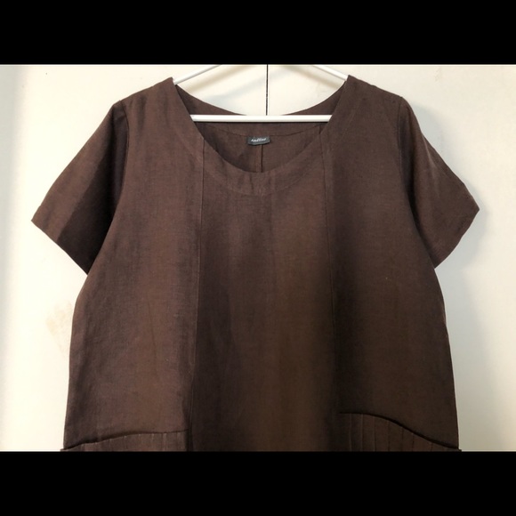 Amélline Linen Blend Chic Long Dress Size L Casual Offially Workwear Pockets - Picture 4 of 12